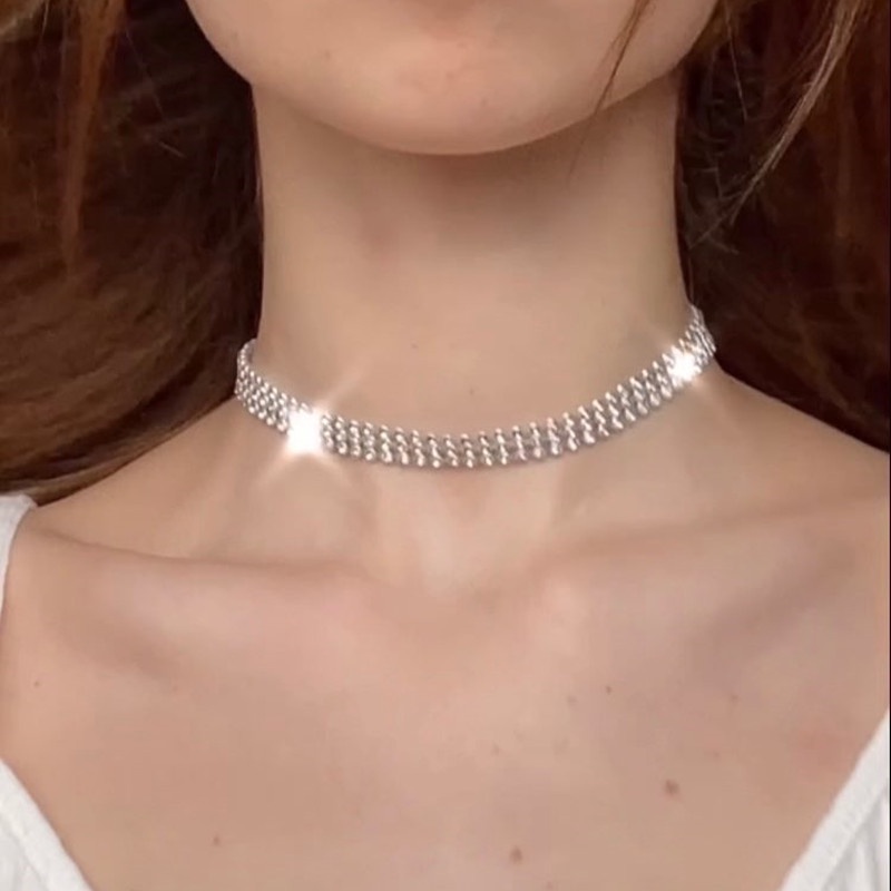 Vòng Cổ Choker Đính Đá Pha Lê Sang Trọng Phong Cách Gothic Punk