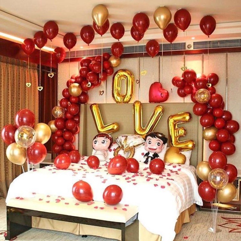 [Mã LIFEXANH03 giảm 10% đơn 500K] Set bóng bay trang trí phòng cưới đám cưới Happy wedding A92