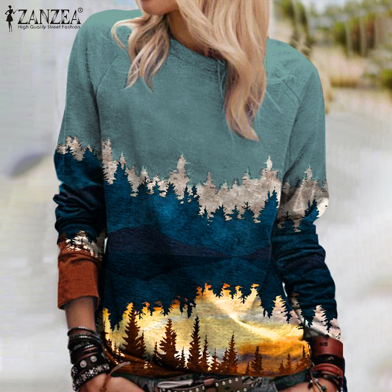 Áo Nữ ZANZEA Dài Tay Cổ Tròn Thời Trang Hàn