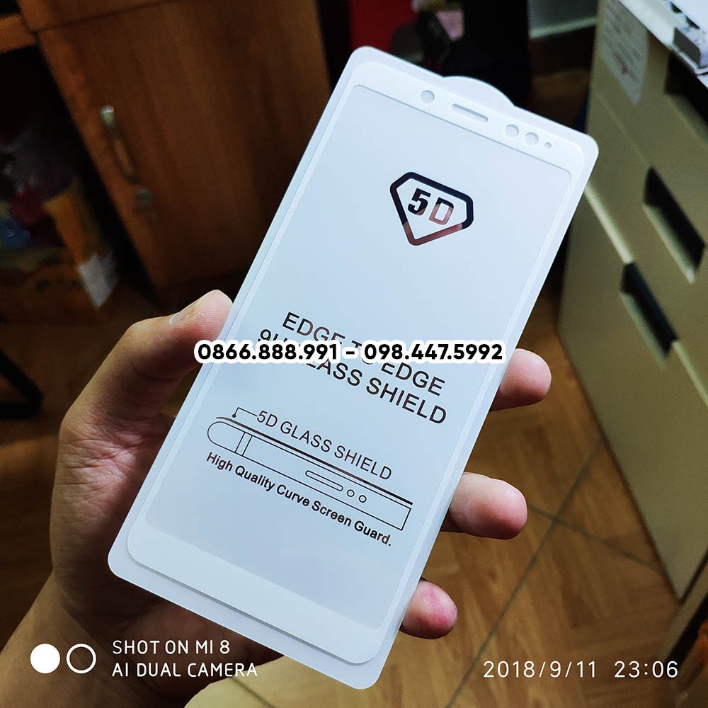 Kính Cường Lực 5D Xiaomi Redmi Note 5/ Note 5 Pro. Keo Full Toàn Màn Hình - Không Hạt Li Ty - Kính Hít Từ Tính - Bảo Vệ