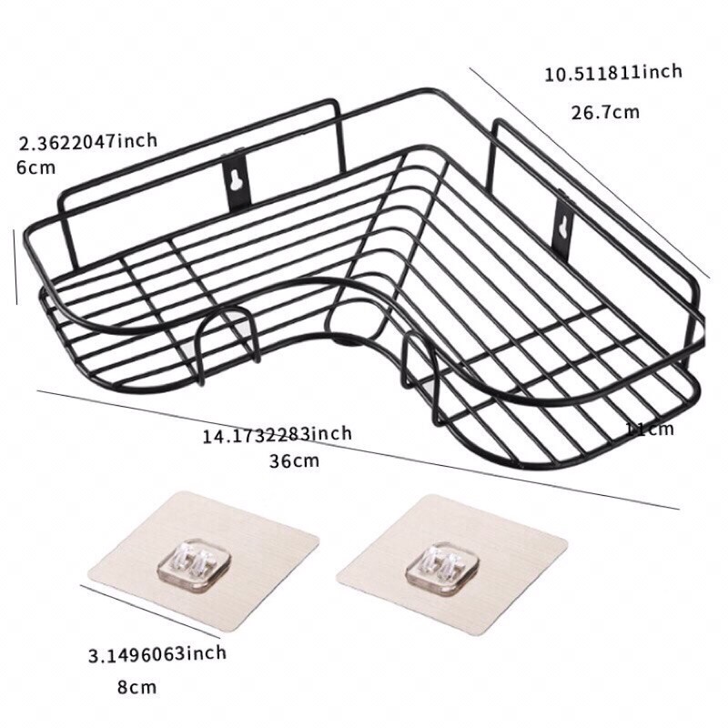 Kệ góc nhà tắm phun sơn tĩnh điện dán tường siêu dính trong nhà tắm, nhà bếp tiện dụng