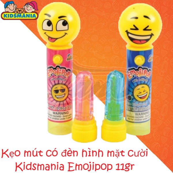 Kẹo mút có đèn hình mặt cười Kidsmania Emojipop