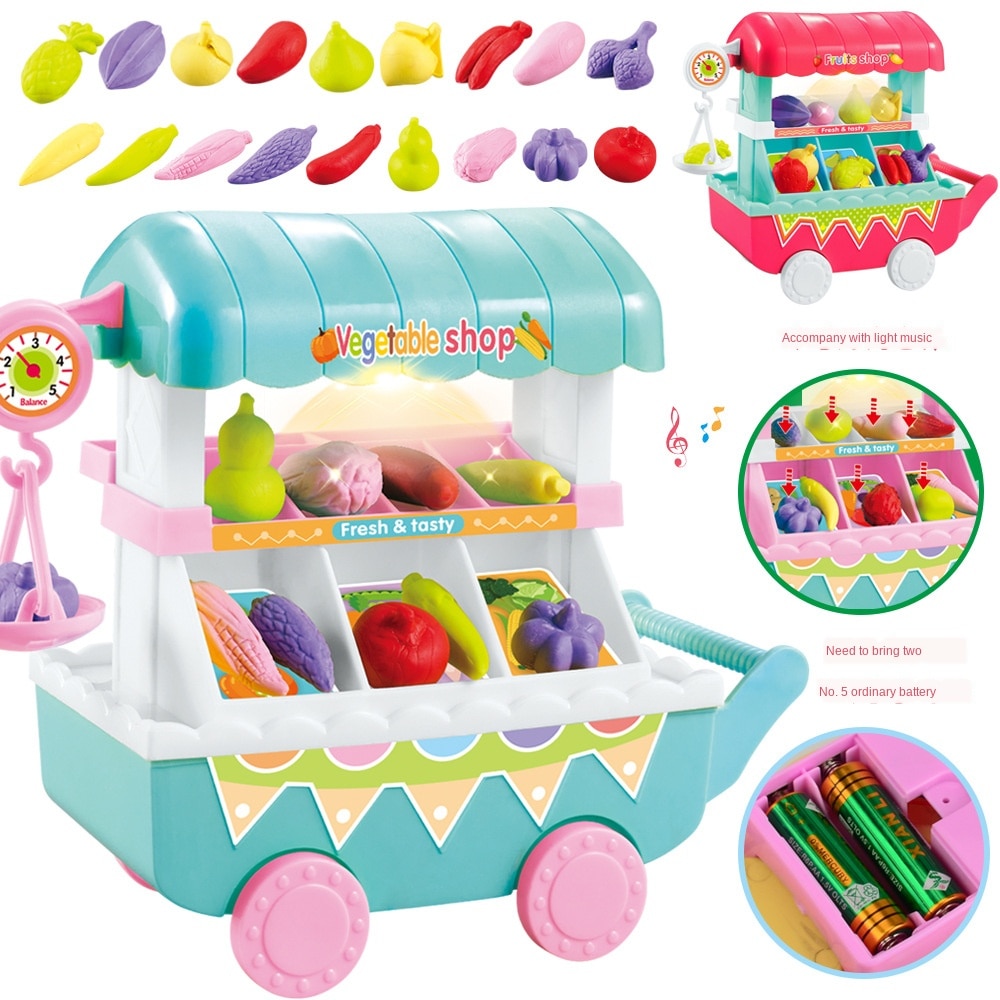 Xe đẩy trẻ em Giỏ hàng rau củ quả Children's Mini Trolley Fruit Vegetable Shopping Cart Play House Toys Educational Toys