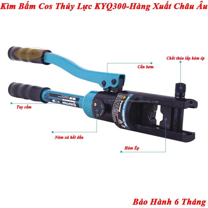 Kìm bấm cốt thủy lực KYQ300 xanh - Hàm ép 16-300-Bảo hành 6 tháng