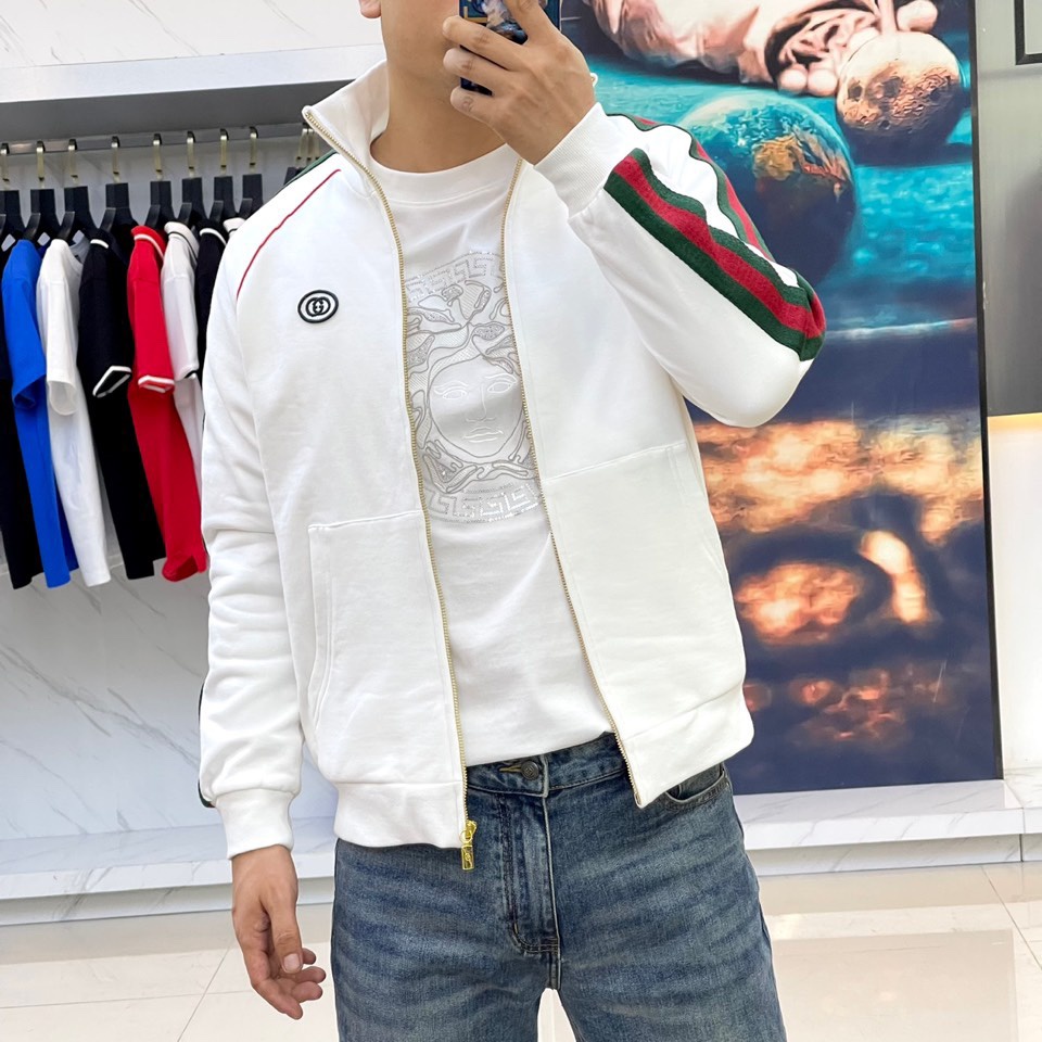 Áo khoác dài tay khóa zip thời trang cao cấp Gucci GG GC phong cách trẻ trung, thời thượng
