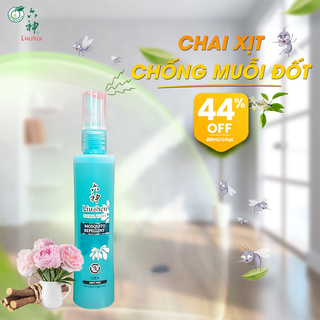 NƯỚC CHỐNG MUỖI ĐỐT LIUSHEN HƯƠNG HOA SEN - Liushen Florida water Mosquito repellent - Dung tích 80ml