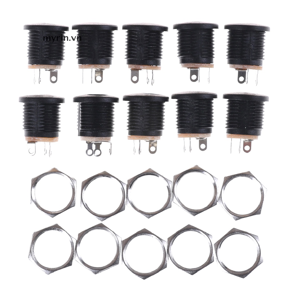 Set 10 Đầu Cắm Nguồn DC 022 2.1x5.5 mm PCB Chuyên Dụng Đen