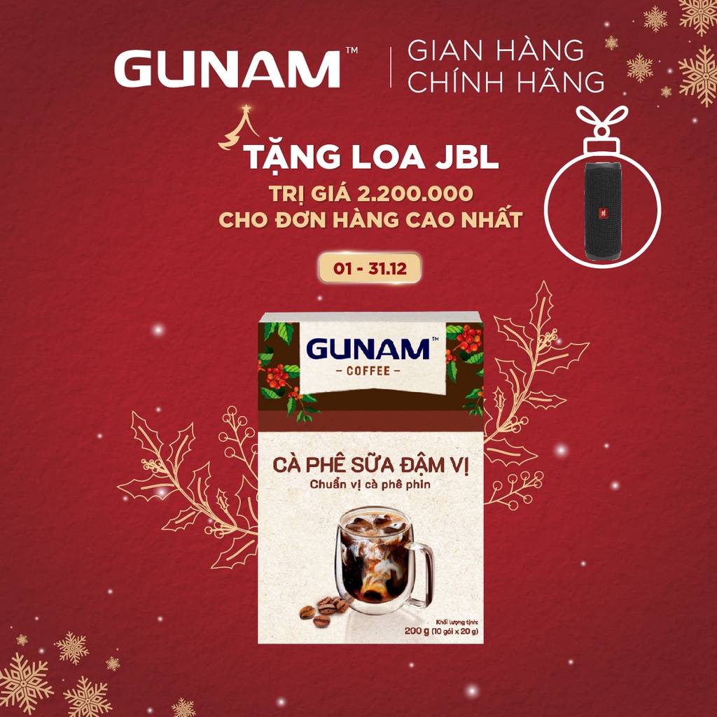 Cà phê hòa tan GUNAM đậm vị cà phê (hộp 10 gói x 20g)