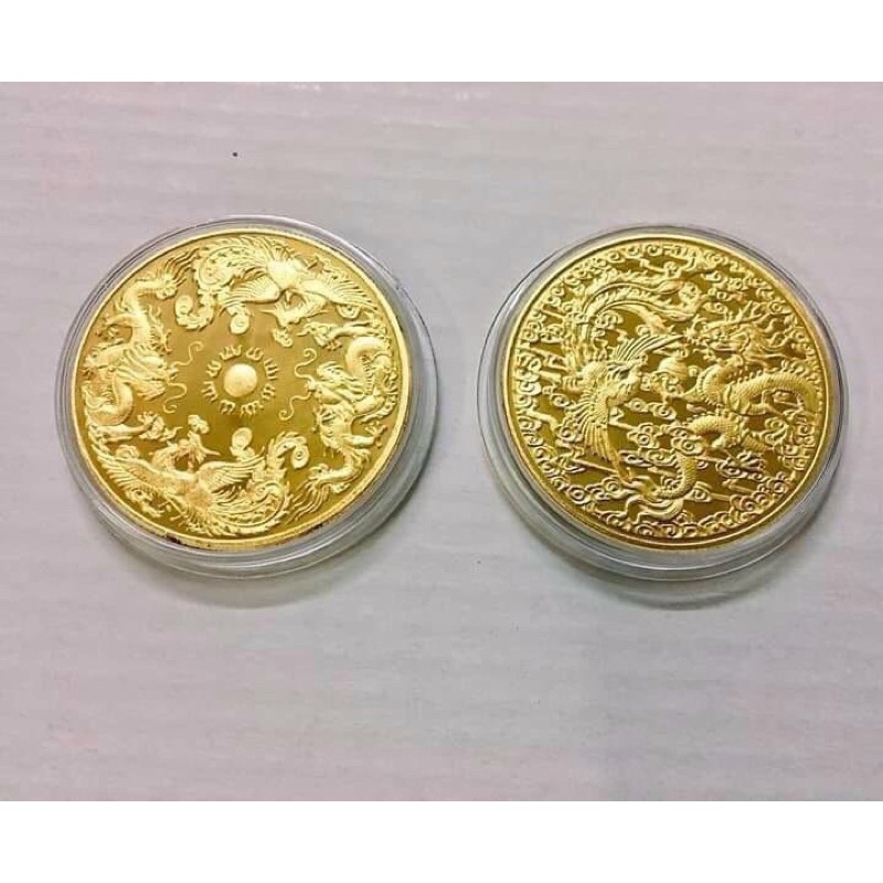 Đồng xu long phụng sum vầy quà tặng lễ tết
