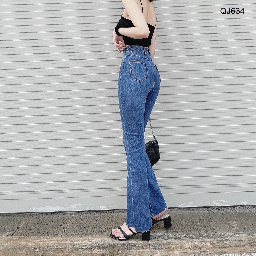Quần jeans ống pass loe rách gối QJ634