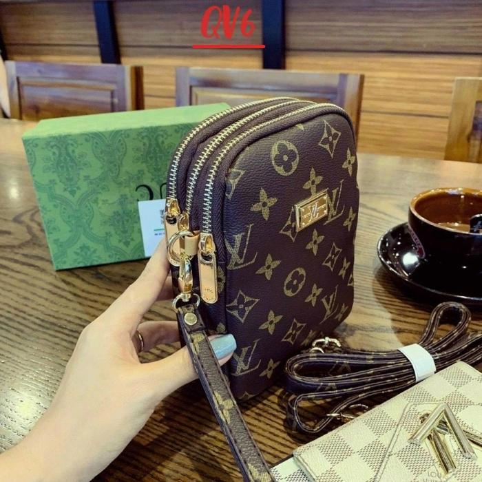 Túi xách nữ mini đựng điện thoại kiểu dáng hàn quốc, Túi ví đeo chéo thời trang ba ngăn tiện dụng - QV68 Shop