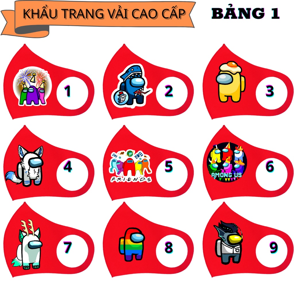 (45 MẪU) 1 CÁI KHẨU TRANG AMONG US - MÀU ĐỎ | BigBuy360 - bigbuy360.vn