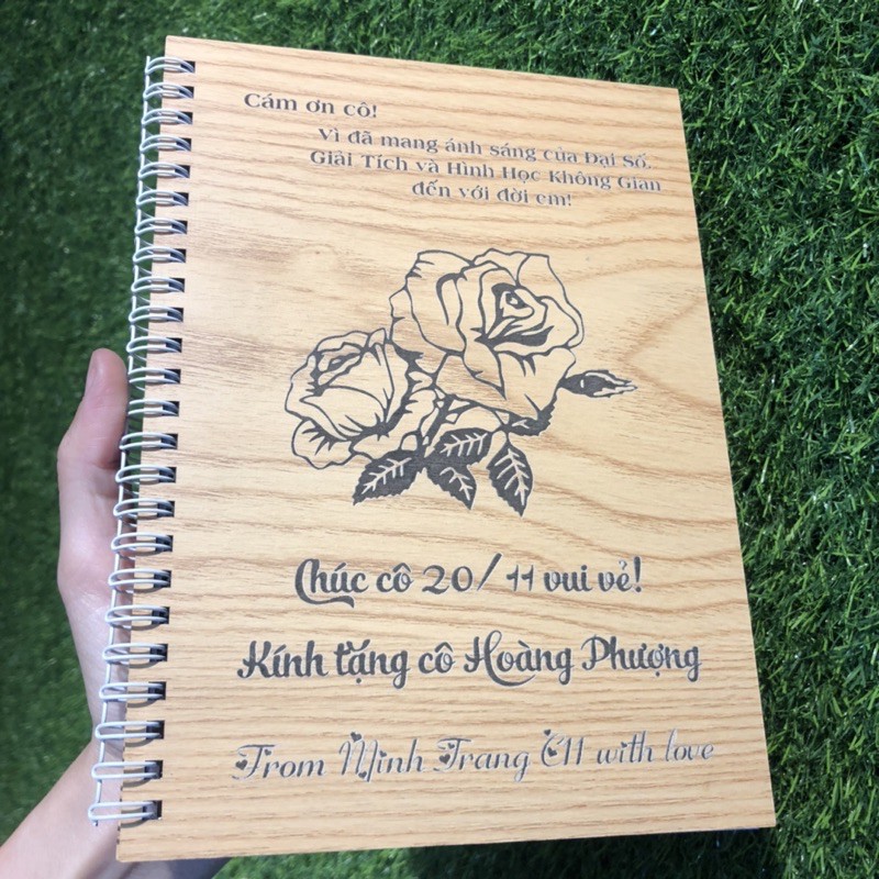 Sổ tay khắc theo yêu cầu hình hoa Hồng