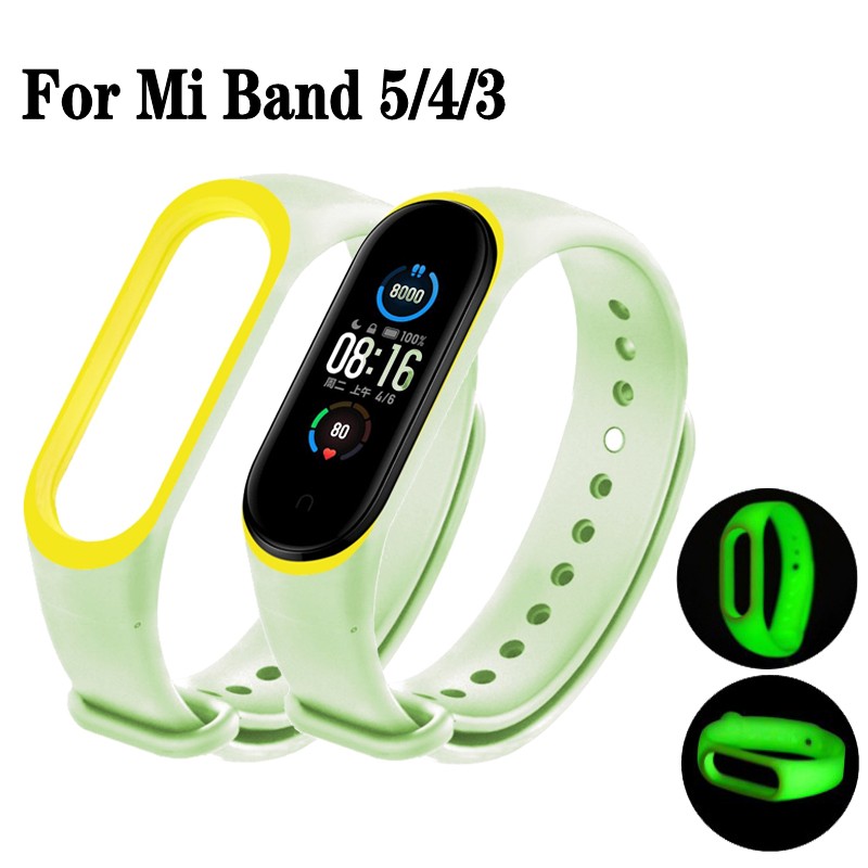 Dây Đeo Thay Thế Chất Liệu Silicon Màu Dạ Quang Cho Mi Band 5 / 4 / 3