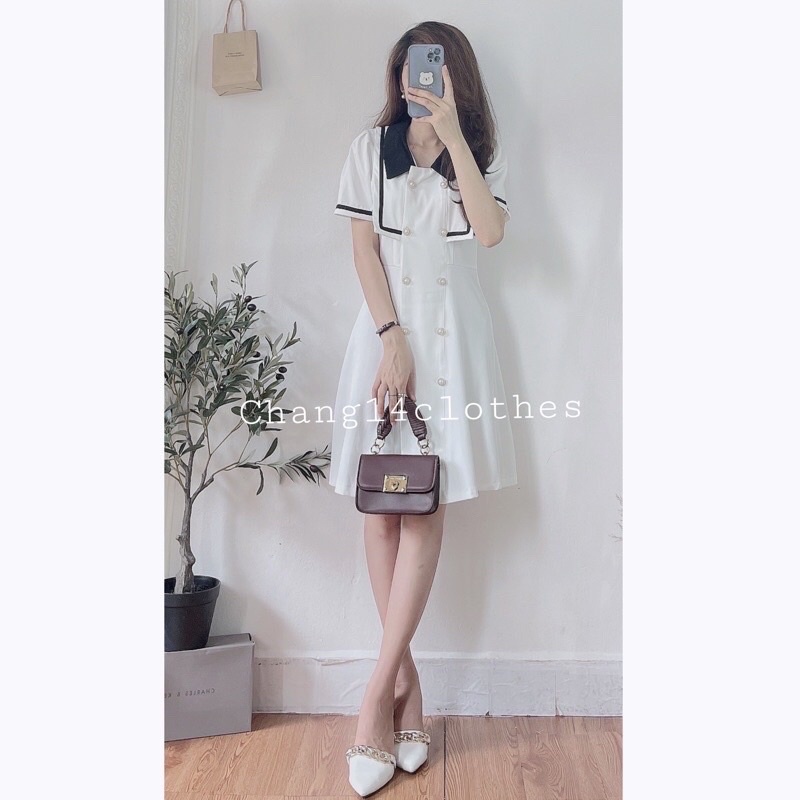 Váy thiết kế hoạ tiết thuỷ thủ dáng xoè ( Váy có 2 dáng ngắn và dài, nàng đặt hàng note lại giúp tớ nha)