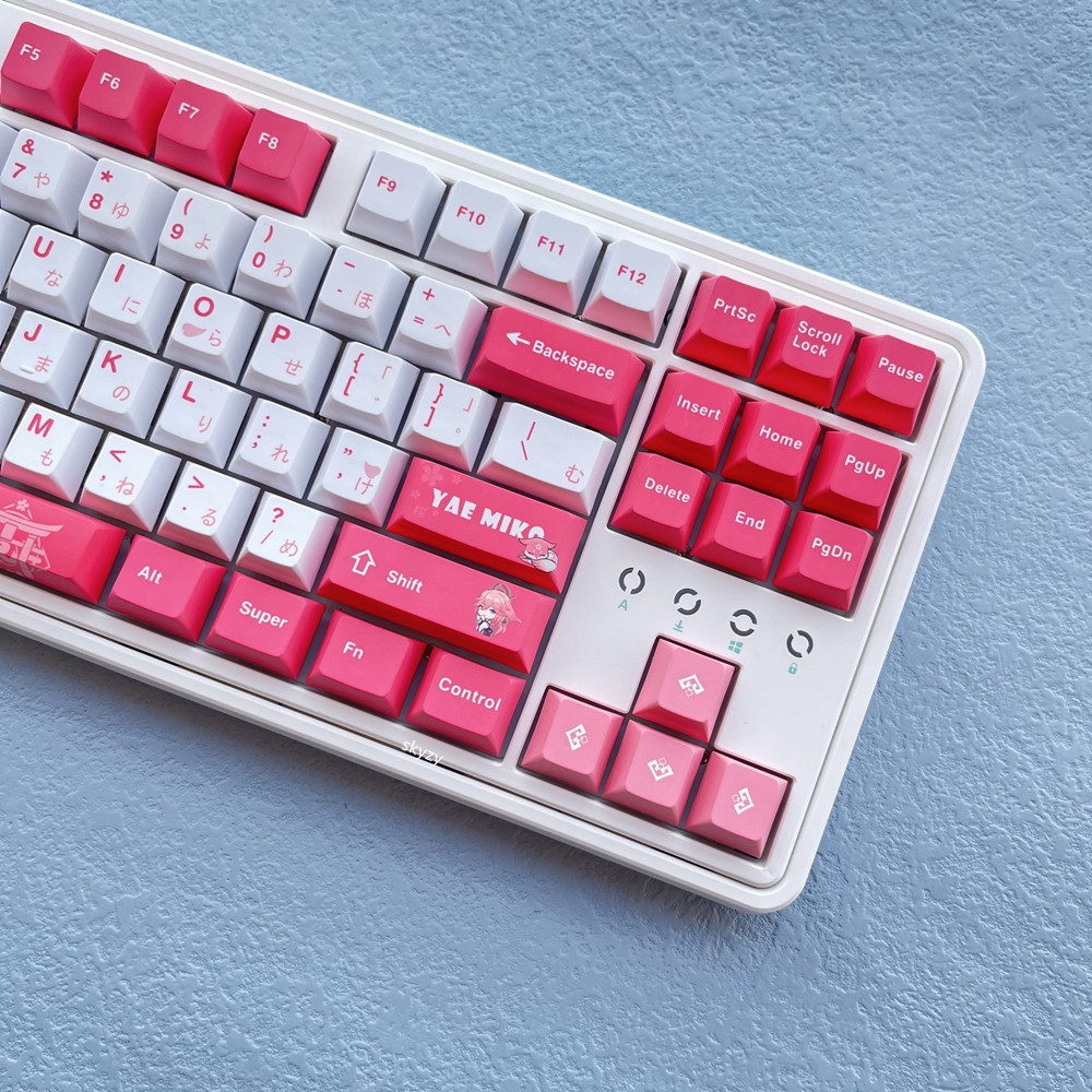 133 Phím Yae Miko Keycaps Cherry Profile Genshin Impact Anime PBT DYE SUB Bàn phím cơ Keycap