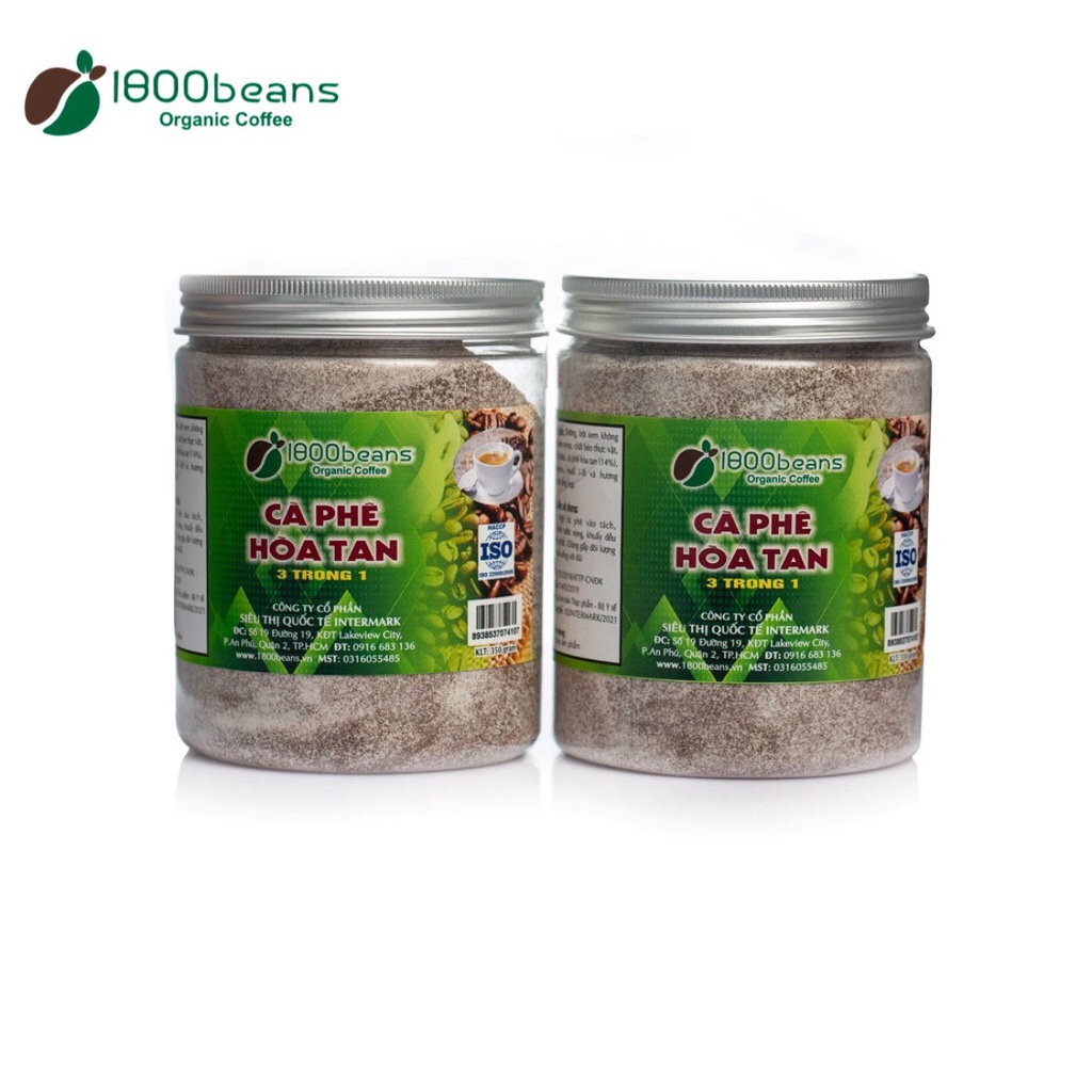 Combo 2 Hũ 350Gr Cà Phê Hòa Tan 1800Beans