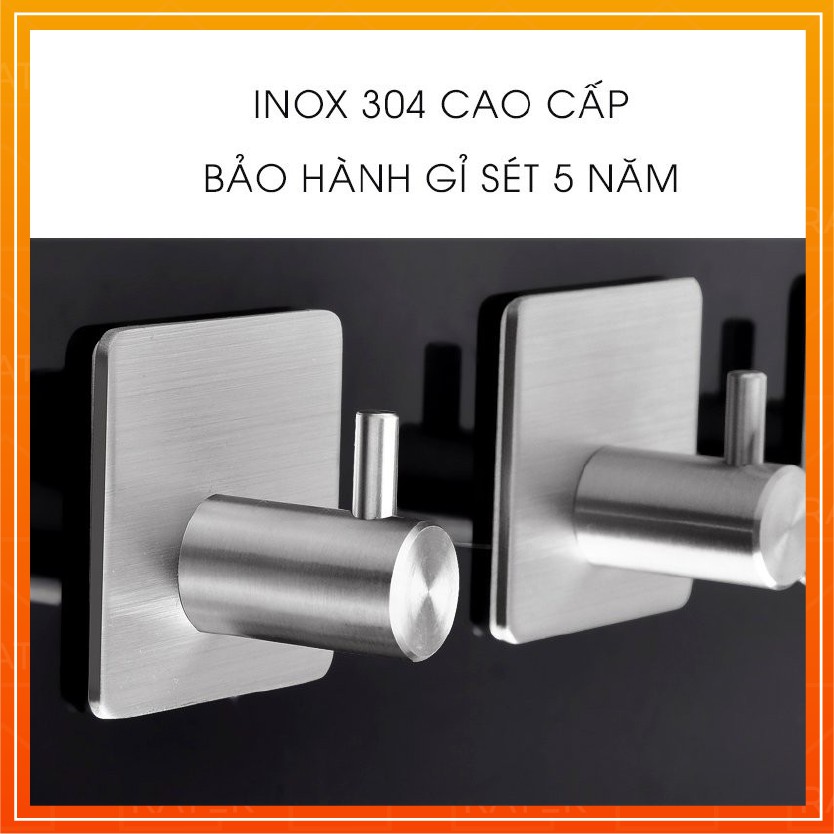 Bộ 4 Móc Inox SUS304, Móc dính tường treo quần áo, đồ dùng gia đình - LUTR