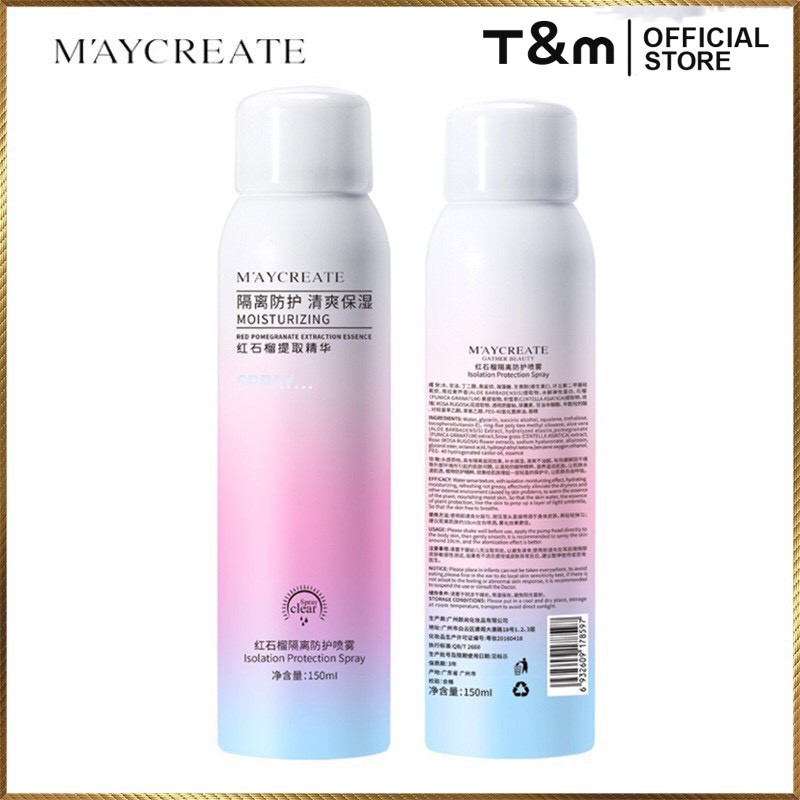 Xịt Chống Nắng【☀️𝑭𝒓𝒆𝒆𝒔𝒉𝒊𝒑☀️】 Hàng Chuẩn Xịt Chống Nắng Trắng Da Maycreate 150ml Spf35