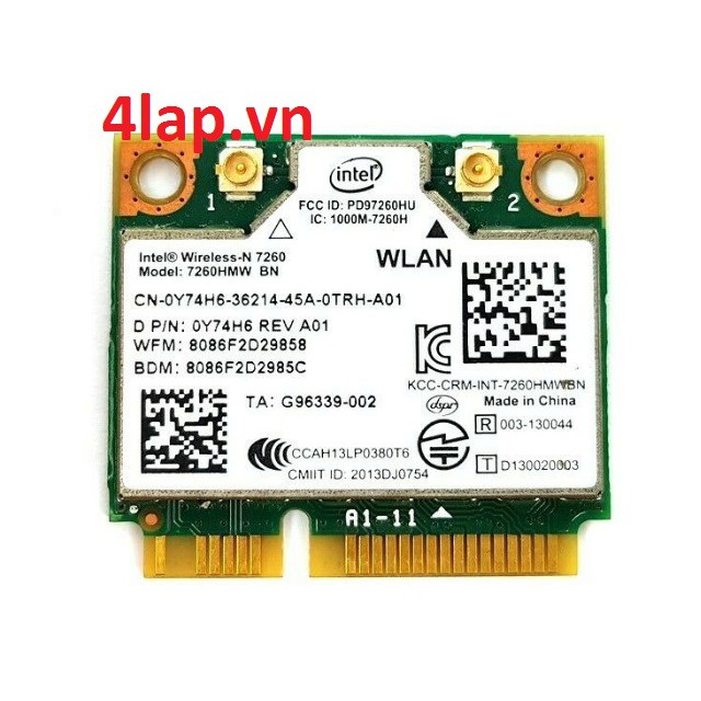 Card Wireless + Bluetooth AC 7260 và N 7260 1000M-7260H 7260HMW 2.4 GHz, 5 GHz