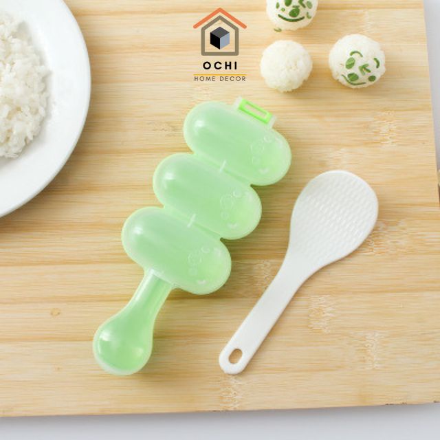 Khuôn lắc cơm tạo hình cơm nắm dụng cụ tạo cơm nắm Bento hình tròn cho bé ăn dặm kèm thìa Ochi Home