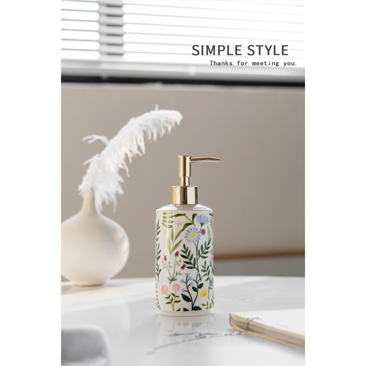 Bình Gốm Sứ Rỗng Dạng Ấn Đựng Dầu Gội Sữa Tắm Nước Hoa Kỳ Dạng Nhấn Tay Nhẹ Sang Trọng