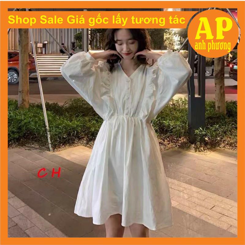Váy Babydoll Trắng Đen tay bồng cánh dơi🦋 Đầm Nữ Tay Bồng Dáng Suông 🦋 Đầm nữ xòe | BigBuy360 - bigbuy360.vn