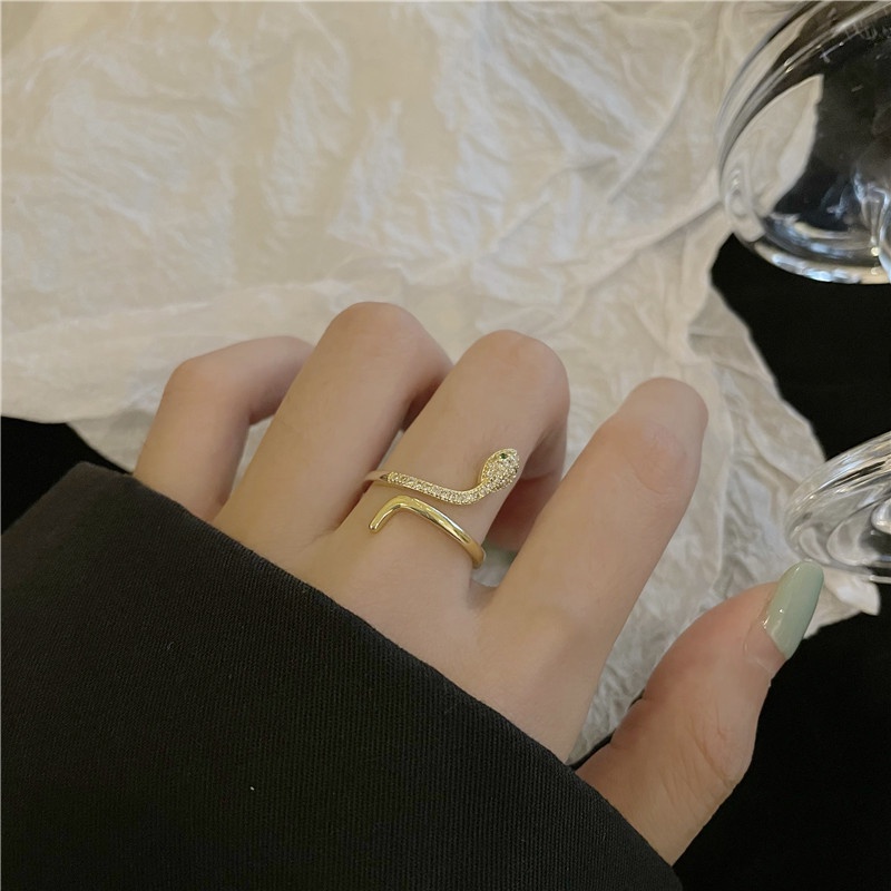 Nhẫn Hở Hình Rắn Đính Đá Zircon Phong Cách Mới