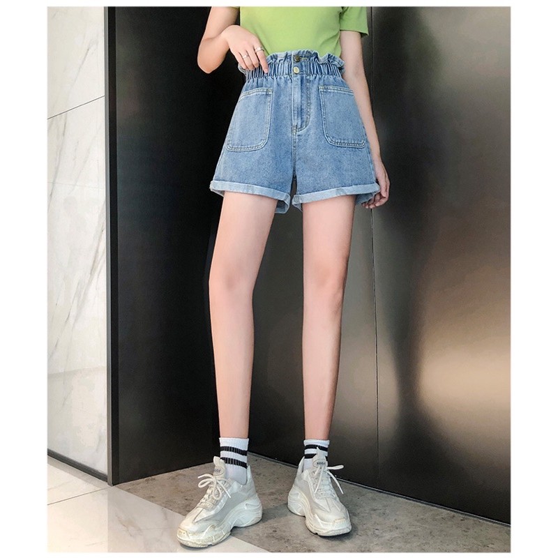 quần short màu xanh nhạt big size lưng thun cài nút  70-90kg