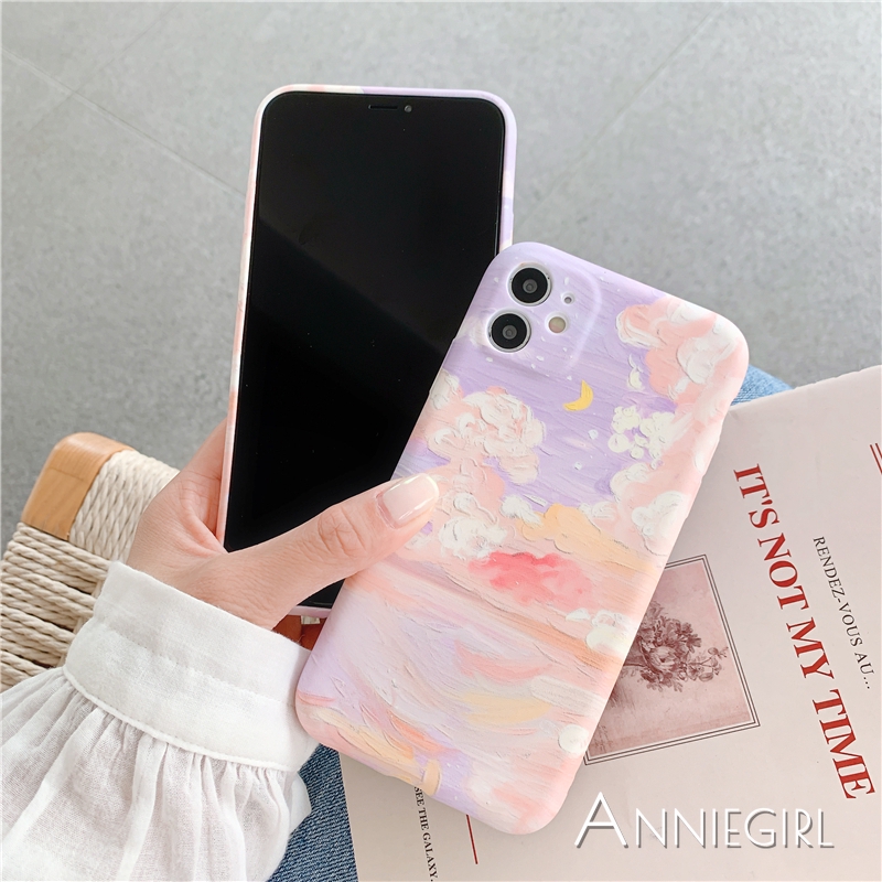 Ốp lưng silicon mềm họa tiết hoàng hôn xinh xắn cho IPhone 12 11 Pro Max X Xs Max XR 8 7 Plus SE 2020