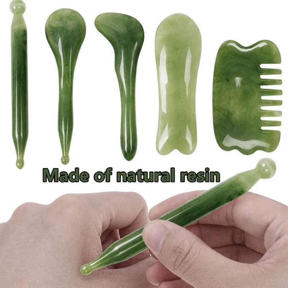 Bảng Gua Sha Bằng Nhựa Resin Tự Nhiên Cho Nữ|Máy Mát Xa Màu Xanh Lá Ngọc Lục Bảo