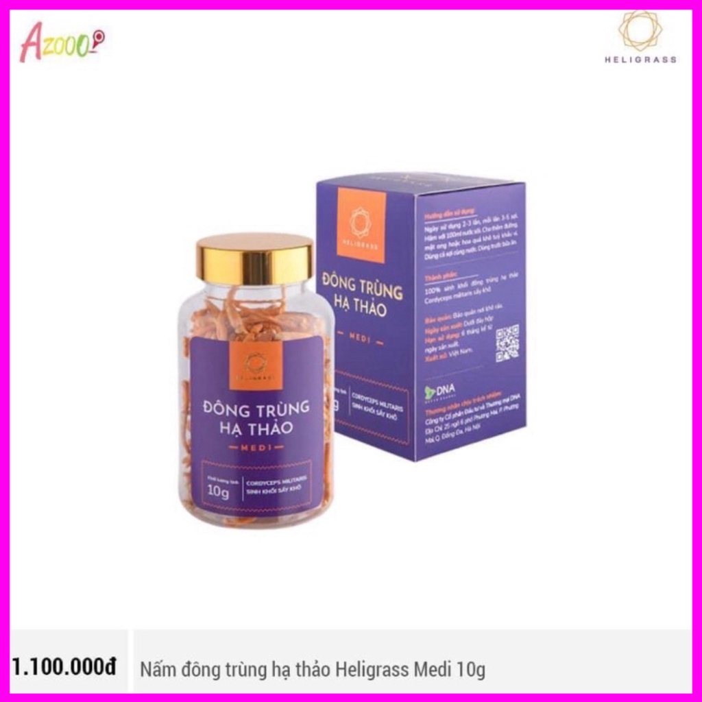 Đông trùng hạ thảo Heligrass sấy thăng hoa chất lượng hảo hạng