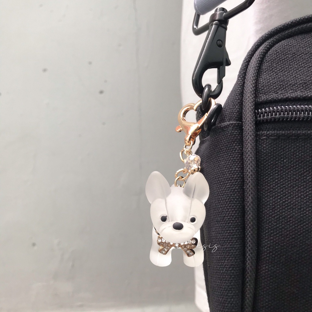 MÓC KHÓA THỦY TINH HÀN QUỐC HÌNH CHÓ PULL ĐÁNG YÊU, ESIS PULL DOG KEYCHAIN [ MK11 ]