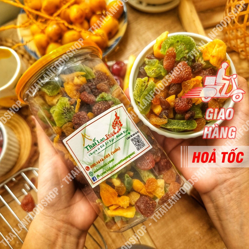 Trái Cây Sấy Dẻo Mix Vị Cắt Sẵn Cao Cấp (Thái Lan) - Lon 500gr