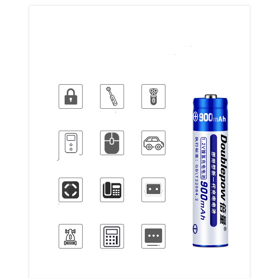 Bộ 2 pin tiểu (pin đũa )sạc AAA Doublepow 900 mAh