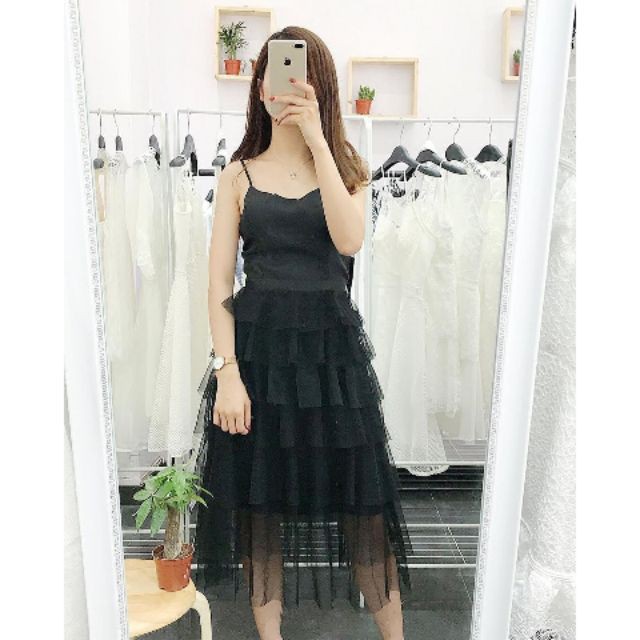 ĐẦM ĐEN XÒE NHIỀU TẦNG QUYẾN RỦ SEXY