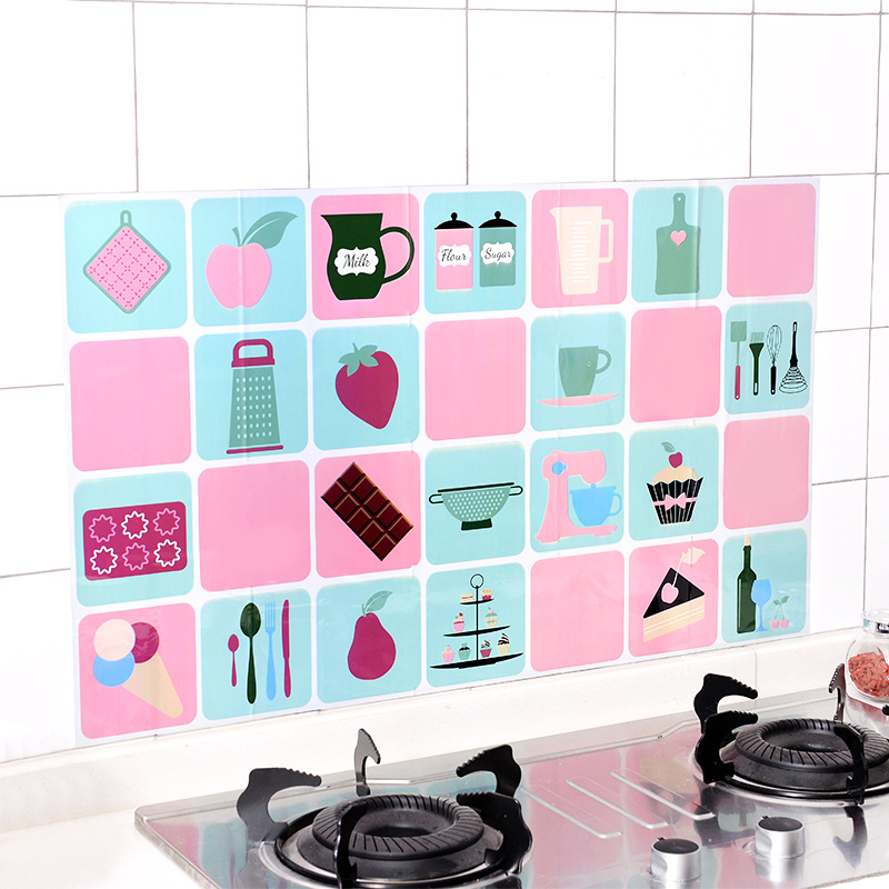 Self-adhesive anti-oil stickers / kitchen high-temperature aluminum foil tiles wallpaper / stove waterproof lampblack Wall Sticker
