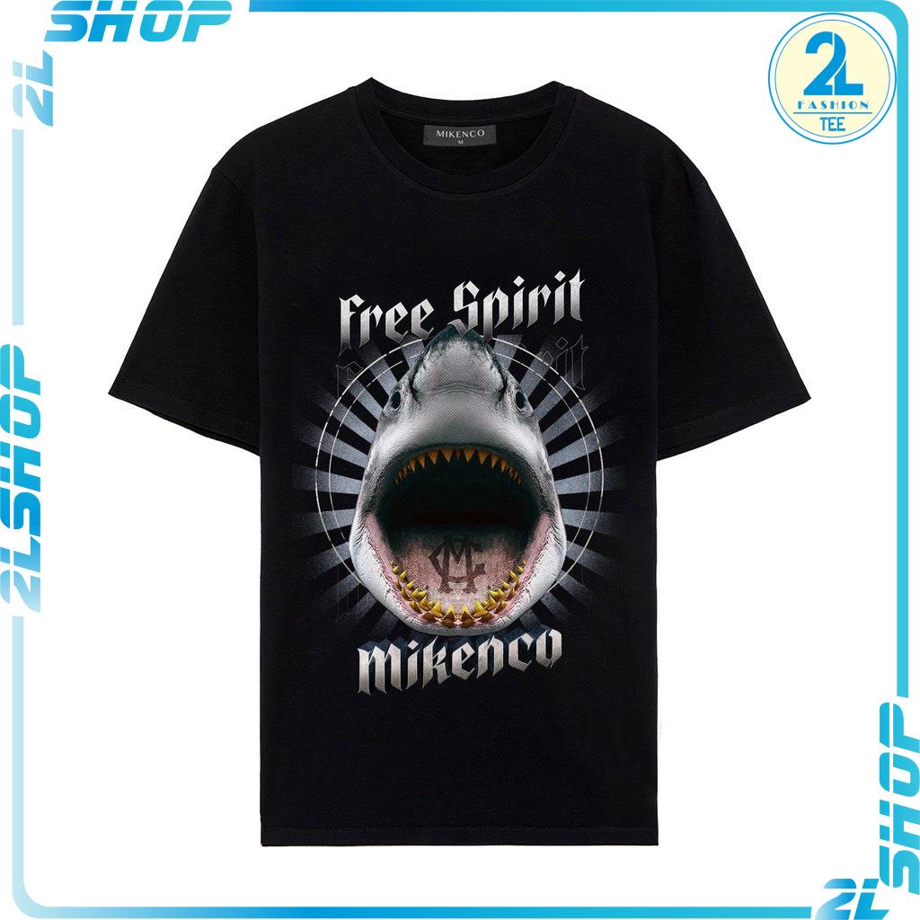 Áo MIKENCO Cá Mập Free Spirit 5D  giá rẻ chất cotton mát mịn, áo thun mikenko tay lỡ cổ tròn nam nữ