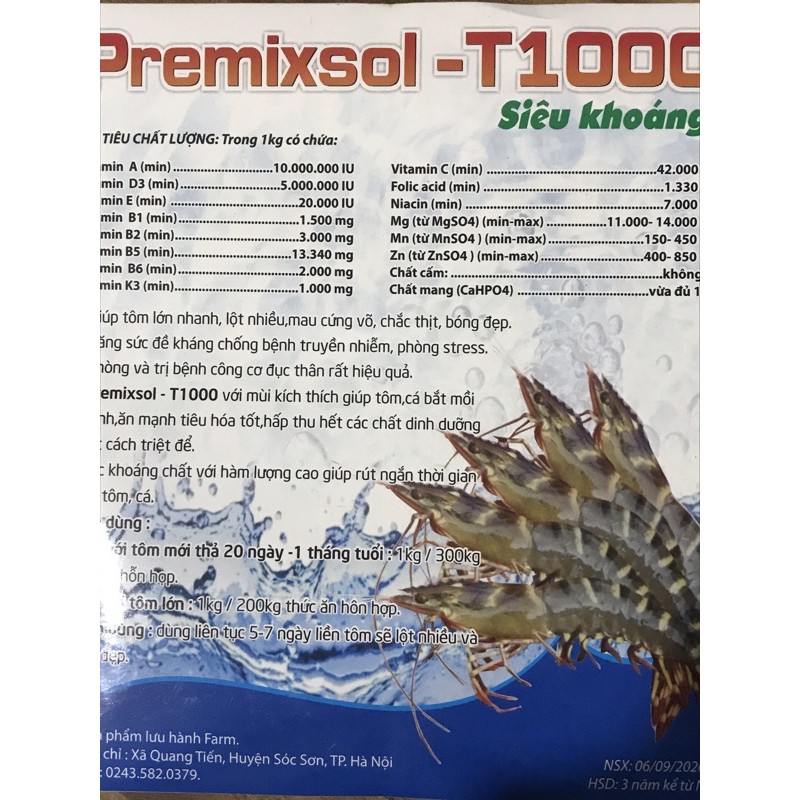 Sau 3ngay sử dụng liên tục premixsol - T1000  giúp tôm lột nhanh,nhiều,mau cứng võ,lớn nhanh ,chăc thịt