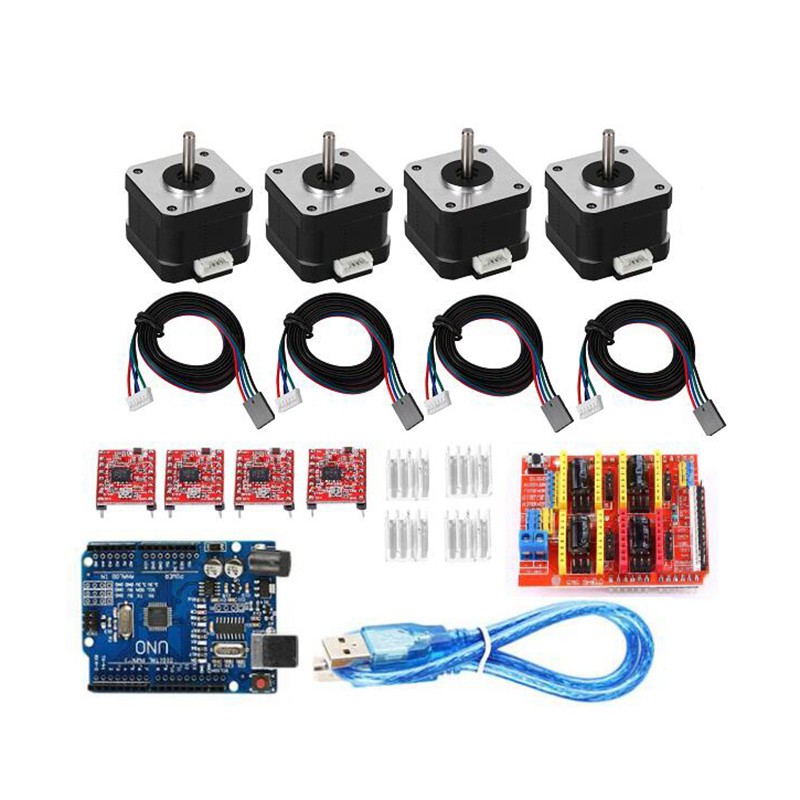 New Stock 4-Lead Motor 42 Motor,4Pcs Driver Expansion Board for UNO R3