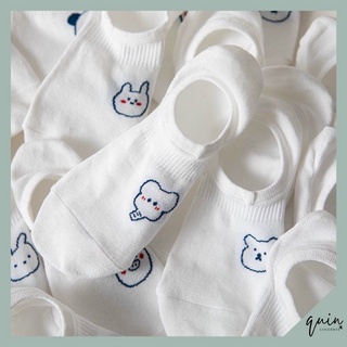 Tất hài trắng - Vớ cổ ngắn cotton thoáng mát hình gấu cute dễ thương