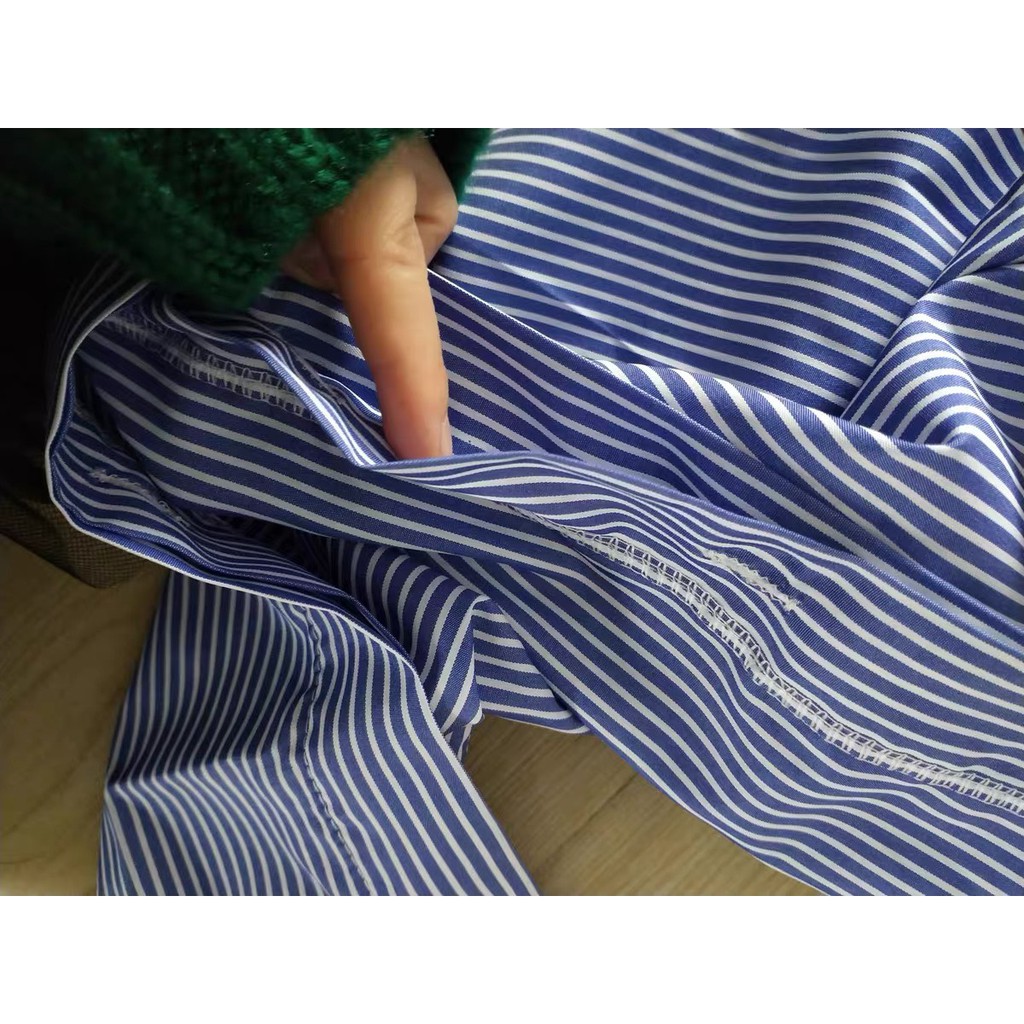 (Mẫu mới) Áo sơ mi nữ dài tay sọc xanh vải cao cấp hàng đẹp phong cách Hàn Quốc(kèm ảnh thật)