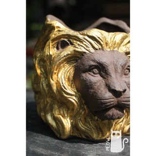 CHẬU ĐẤT NUNG ĐẦU SƯ TỬ ĐEN ĐỒNG