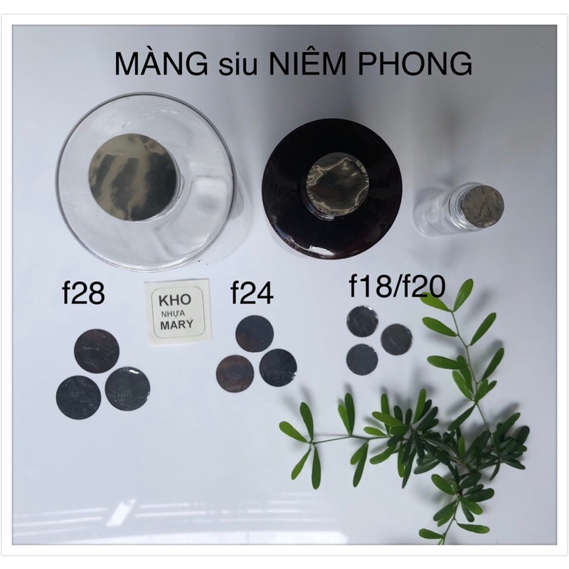 SET gồm Nhiều MÀNG Siu NHÔM  Phi 18 / 20 / 24 / 28 dùng niêm phong , chống tràn cho Chai hủ lọ nhựa, thủy tinh