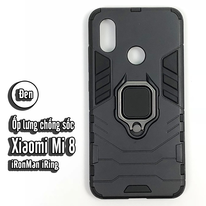 Ốp lưng Xiaomi Mi 8 iRON - MAN IRING Nhựa PC cứng viền dẻo chống sốc - Đen