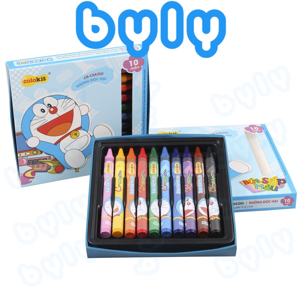 Bút sáp màu Doraemon 𝑻𝒉𝒊𝒆̂𝒏 𝑳𝒐𝒏𝒈 Colokit 24 màu - 16 màu -10 màu chất lượng CR-C04/DO - CR-C05/DO - CR-C06/DO