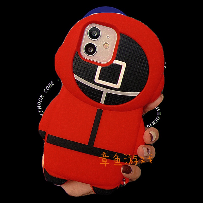 Squid Game Silicone Case For iPhone 7 8 6 6S Plus 12 11 13 Pro XS Max Se 2020 Shockproof Protector Cover With Pendant