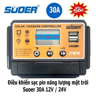 Bộ sạc năng lượng mặt trời cho bình ác quy 12v/24v suoer pwm-30a-st-1230