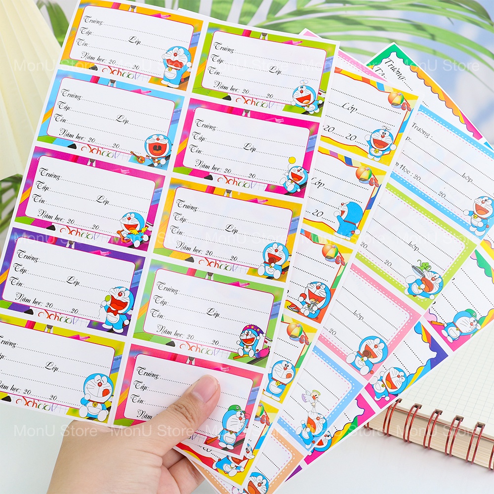 SET 5 tấm nhãn vở DORAEMON DOREMON dễ thương cute MON0346 TooYoo