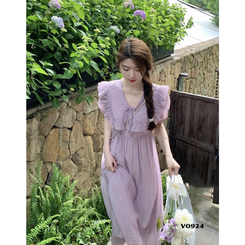 Đầm Xuông Phối Viền Bèo Siêu Dể Thương